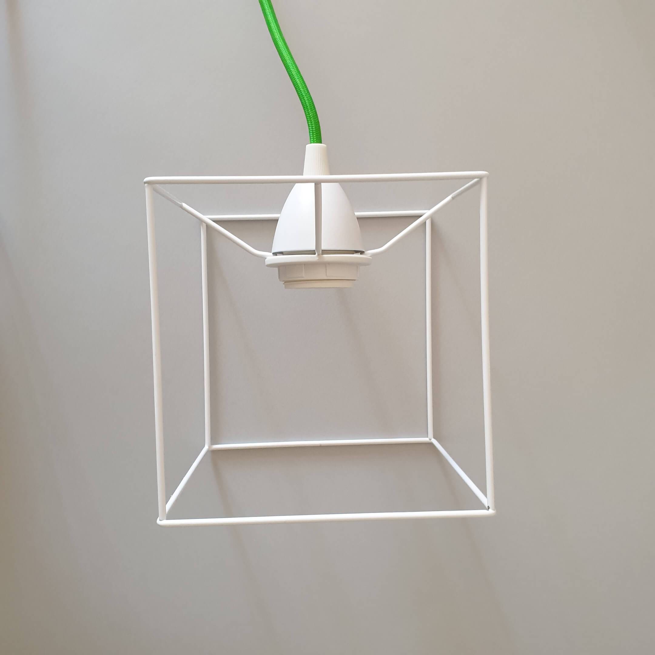 15x15x15cm Metall-Lampengestell, Quadratisch, E14+E27, weiß -Lamp15x15x15cm - Gokrea.com
