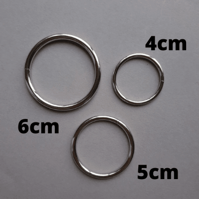 2x Metallring silber - 5 cm Durchmesser - Makramehänger -MetRing5cmsilber - Gokrea.com