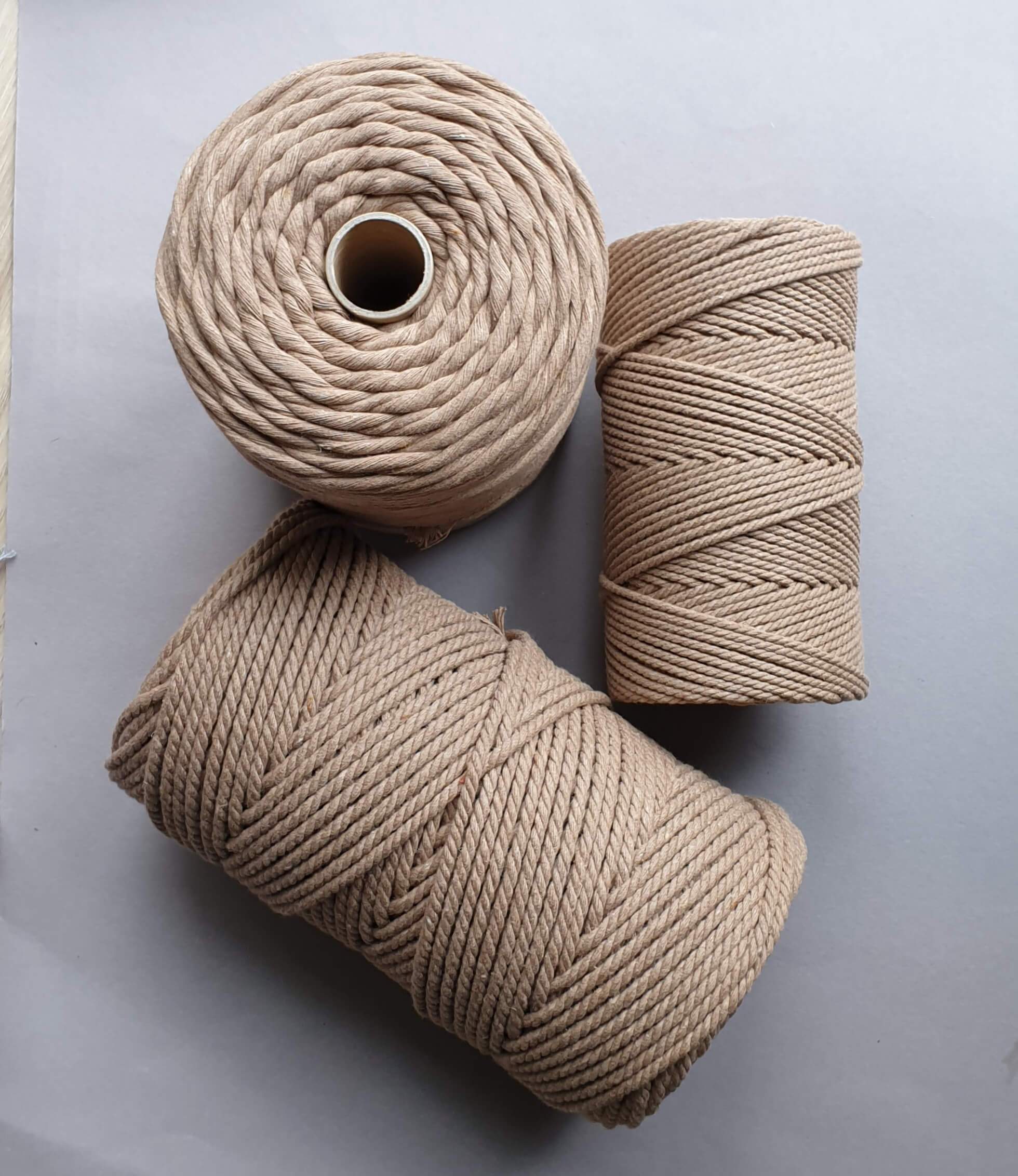 Macrame Kordel gezwirnt -GK3ply3mmCappuchino - Gokrea.com