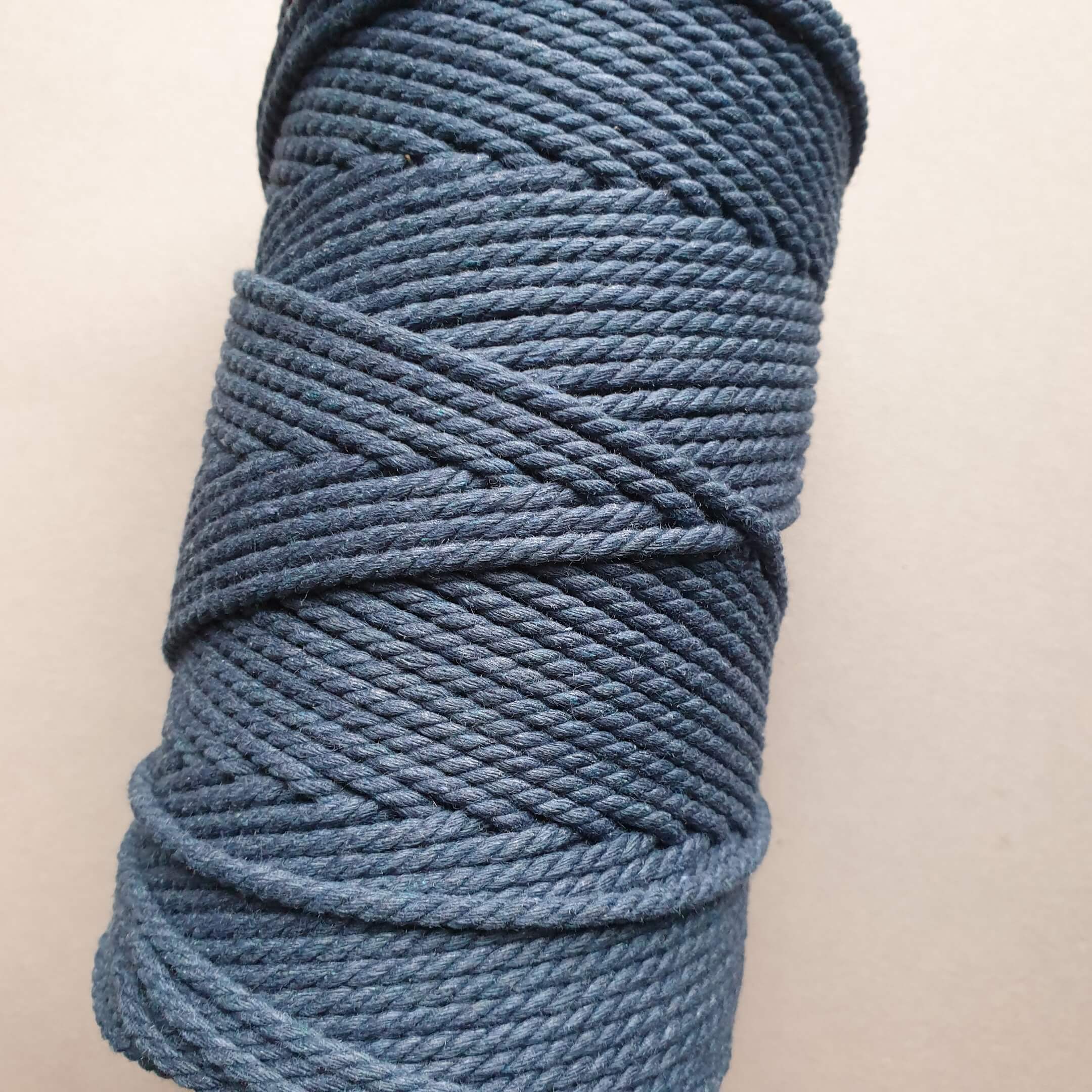 Macrame Kordel gezwirnt -GK3ply3mmJeansblau - Gokrea.com