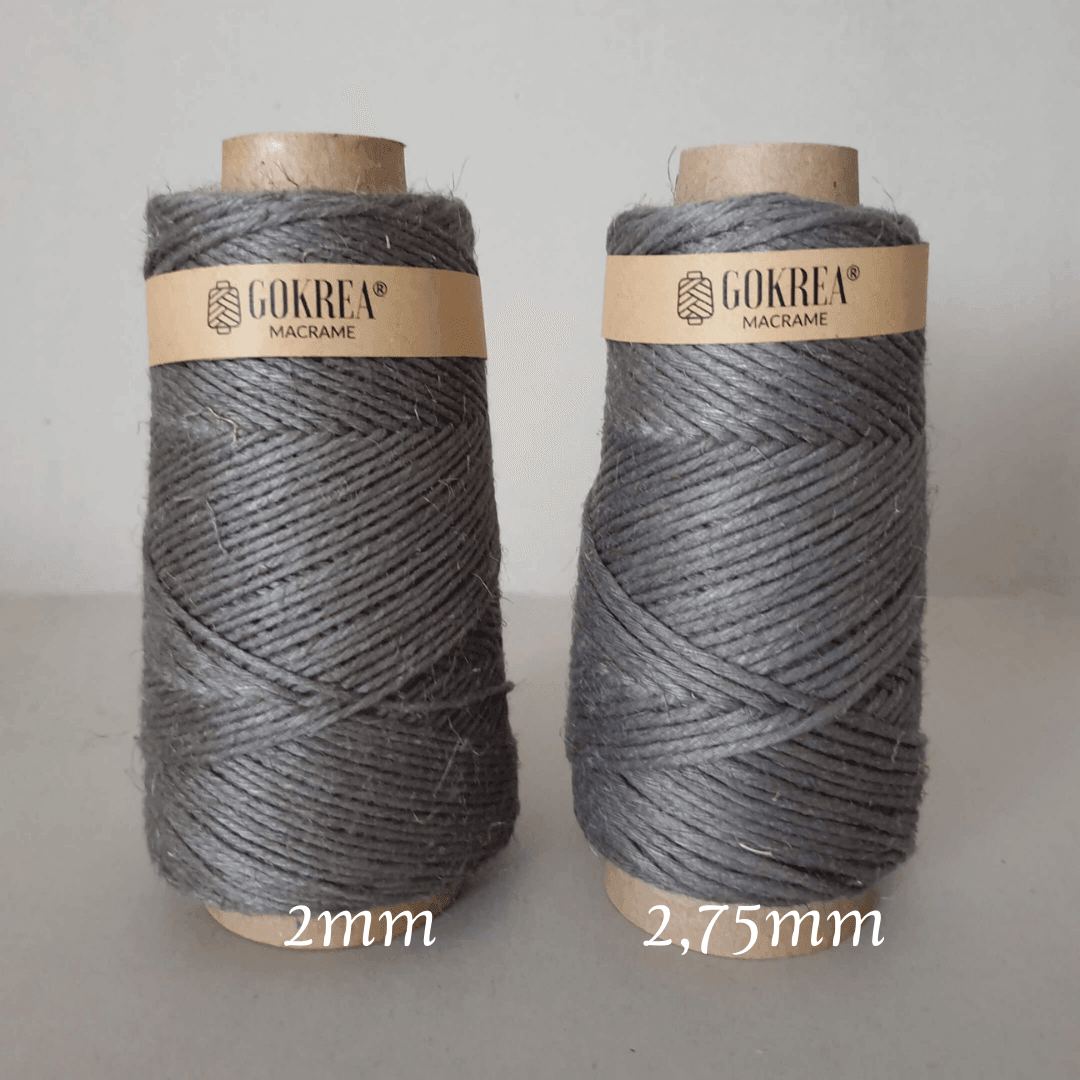 Rustic Leinen Gefärbt - Grau - 2,75mm - 200gr - 80m -RusLinen80mGrau - Gokrea.com